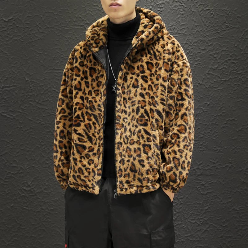 2023 Fall/winter Leopard Print Jacket Loose and Comfortable Cotton-padded Jacket Fashion Men's and Women's Autumn Warm Jacket