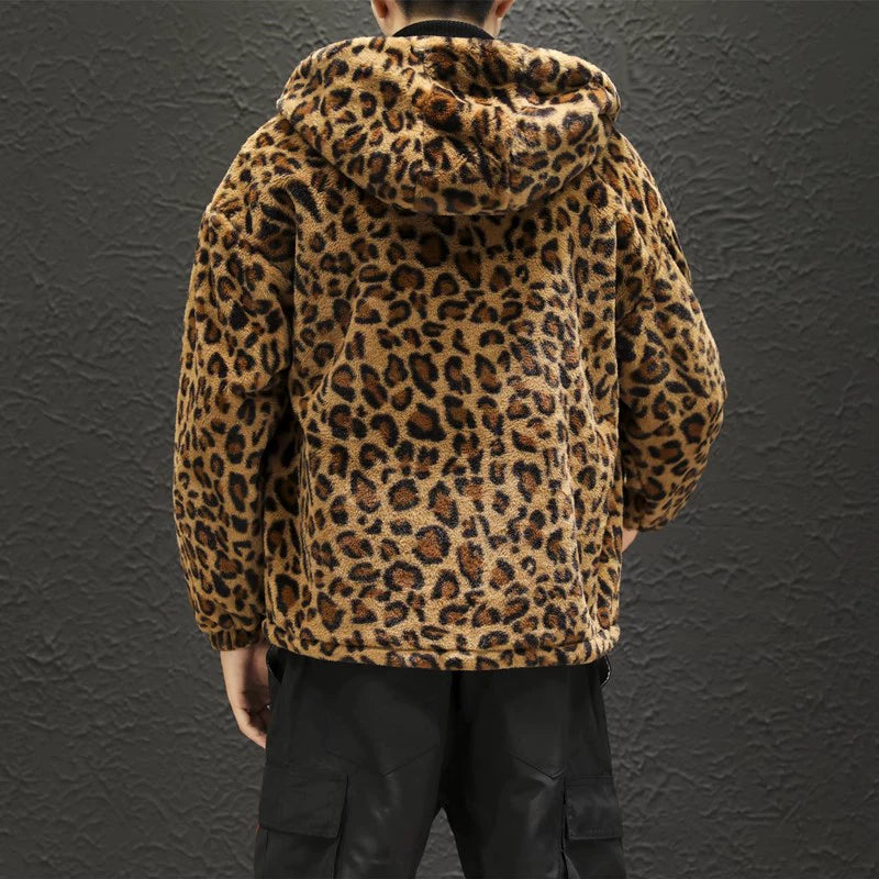 2023 Fall/winter Leopard Print Jacket Loose and Comfortable Cotton-padded Jacket Fashion Men's and Women's Autumn Warm Jacket