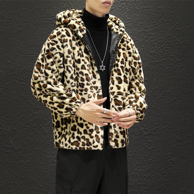 2023 Fall/winter Leopard Print Jacket Loose and Comfortable Cotton-padded Jacket Fashion Men's and Women's Autumn Warm Jacket