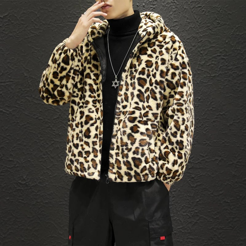 2023 Fall/winter Leopard Print Jacket Loose and Comfortable Cotton-padded Jacket Fashion Men's and Women's Autumn Warm Jacket