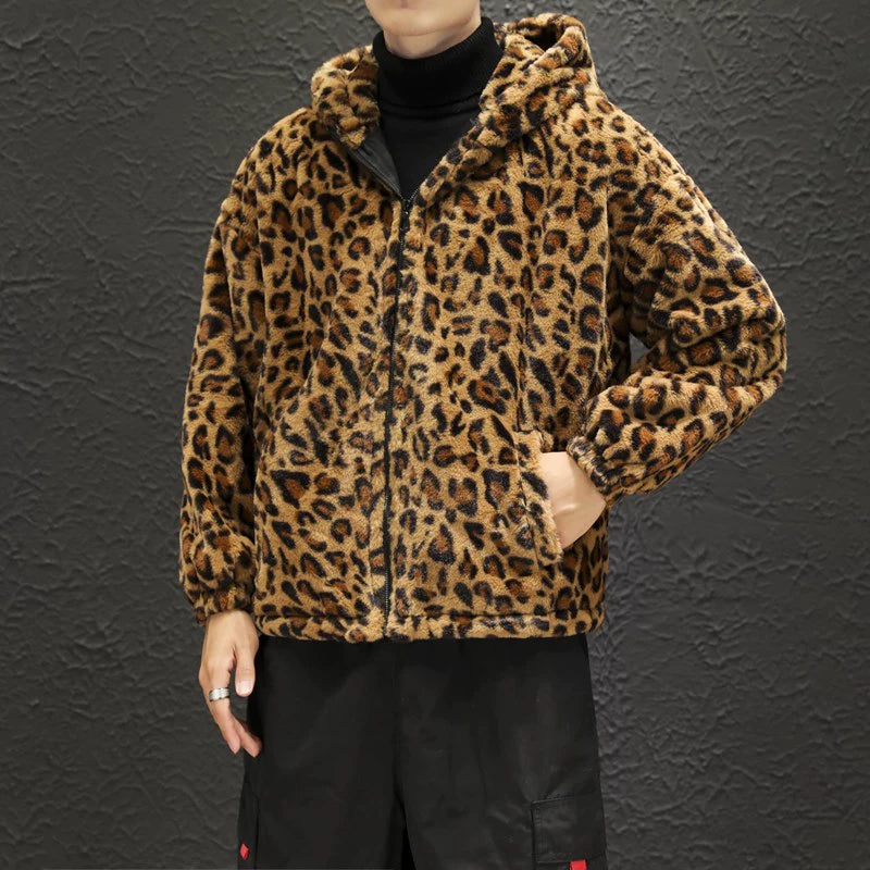 2023 Fall/winter Leopard Print Jacket Loose and Comfortable Cotton-padded Jacket Fashion Men's and Women's Autumn Warm Jacket