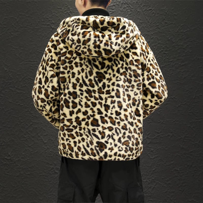 2023 Fall/winter Leopard Print Jacket Loose and Comfortable Cotton-padded Jacket Fashion Men's and Women's Autumn Warm Jacket