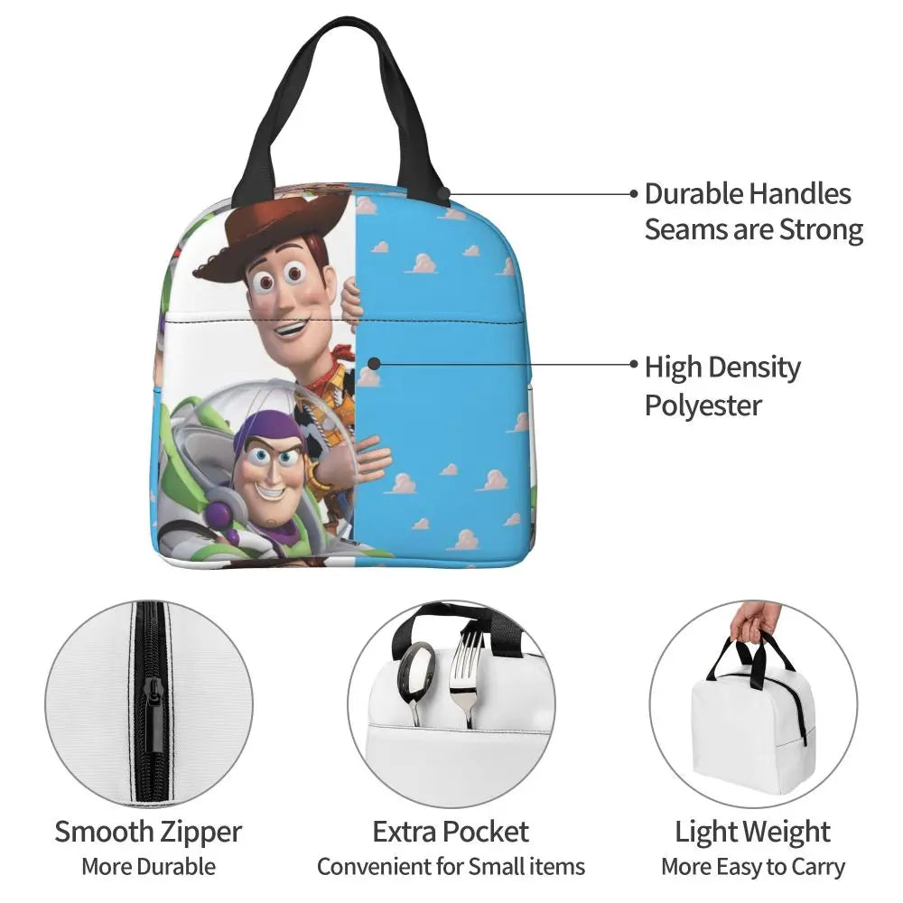 Custom Toy Story Buzz Ranger Suit Insulated Lunch Bag Reusable Thermal Cooler Bento Box For Women Food Container Tote Bags