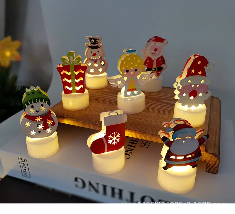 Christmas LED Light Snowman Santa House Luminous Cabin Merry Christmas Decor for Home Xmas Tree Ornaments Kids Gifts New Year