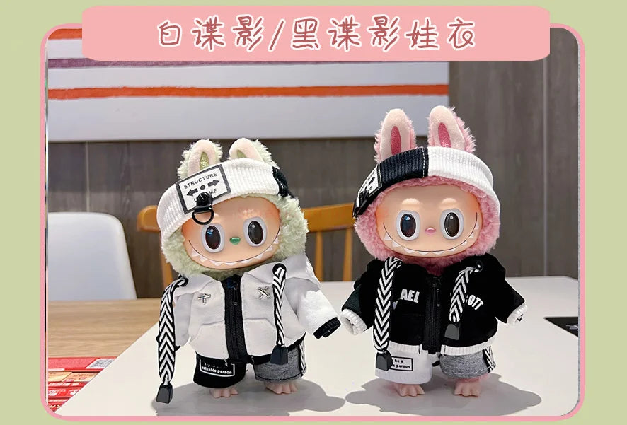 Hot Labubu Doll Clothes Fashion Clothes Hoodies For 17cm Doll Clothes Color Match Hoodies Dolls Accessories Cute Little Cloths