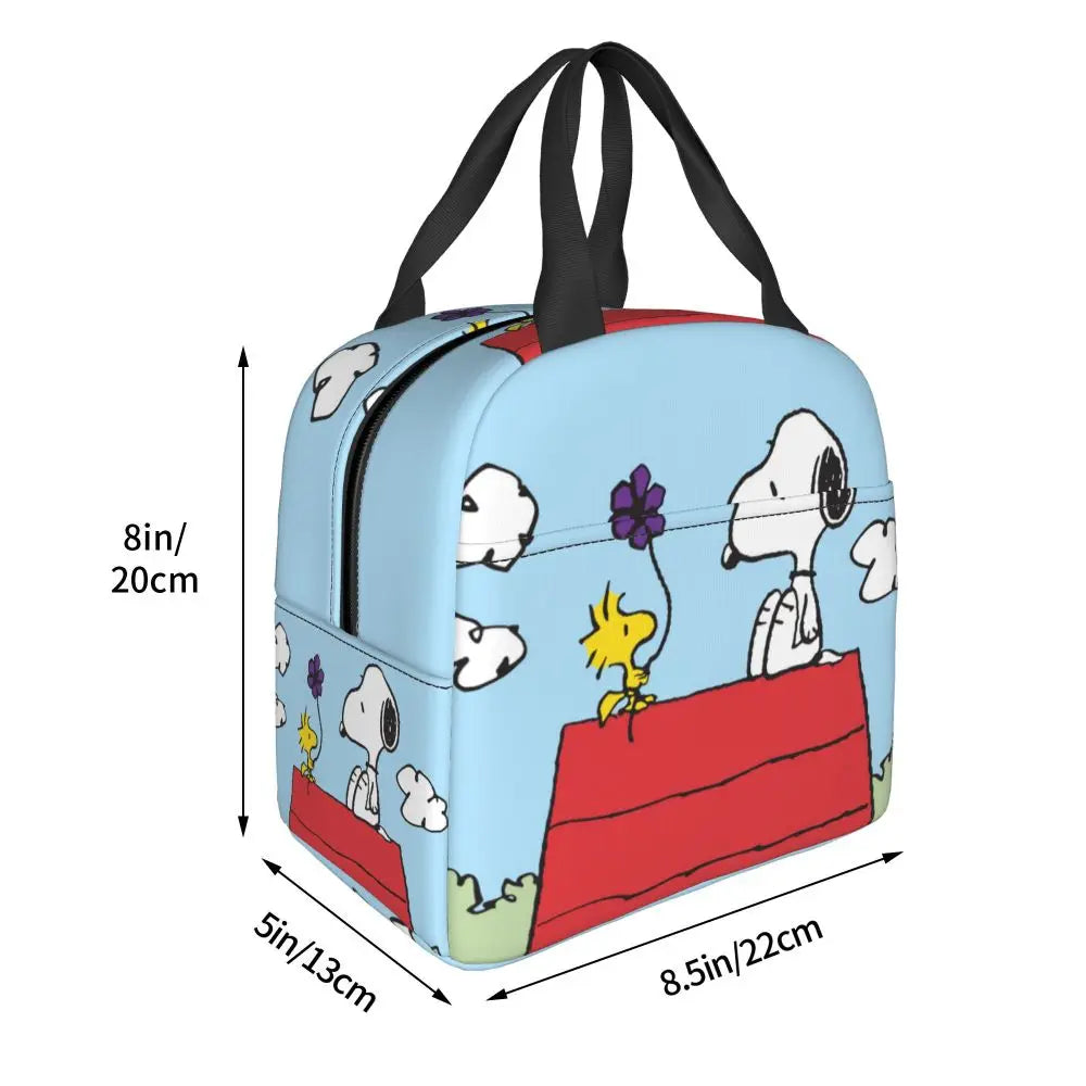 Custom Funny Cartoon Snoopy Lunch Box Waterproof Thermal Cooler Food Insulated Lunch Bag Kids For Kids Portable Picnic Tote Bags