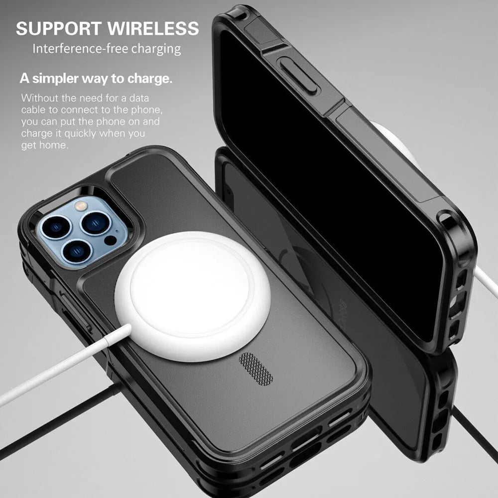 For MagSafe Phone Case For iPhone 16 13 12 Pro Mini Max 11 15 14 Plus Shockproof Heavy Duty Rugged Magnetic Hybrid Matte Cover