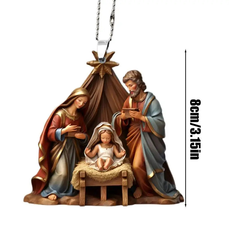 Christmas Nativity Scene Ornaments The Birth Of Jesus Decor Nativity Scene Acrylic 3D Decoration For Christmas Tree car Decor