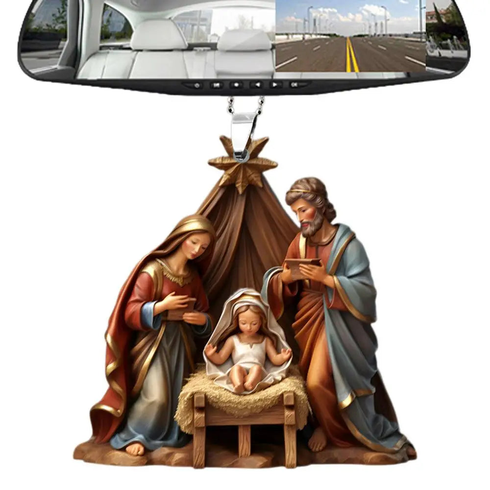 Christmas Nativity Scene Ornaments The Birth Of Jesus Decor Nativity Scene Acrylic 3D Decoration For Christmas Tree car Decor