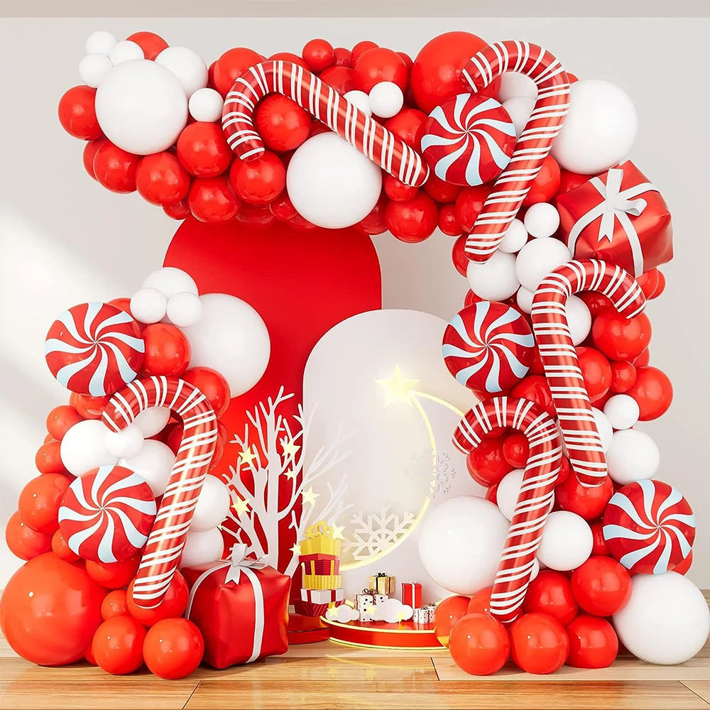 Christmas Balloon Garland Arch Matte  Blloon Red Blue White Balloons Arch Set Merry Christmas Decoration Gifts New Year Balloon