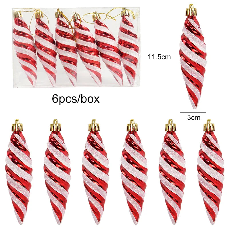 6Pcs Christmas Red Candy Crutch Lollipop Xmas Tree Hanging Pendant Ornaments 2024 New Year Gift Christmas Home Decoration 2023