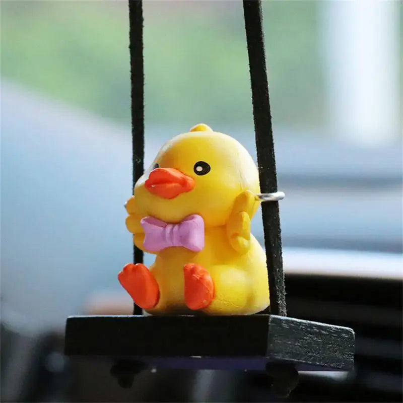 Anime Figure Swing Duck Model Decor Little Yellow Duck Auto Rearview Mirror Hanging Pendant Cute Car Ornaments Accessories Gift