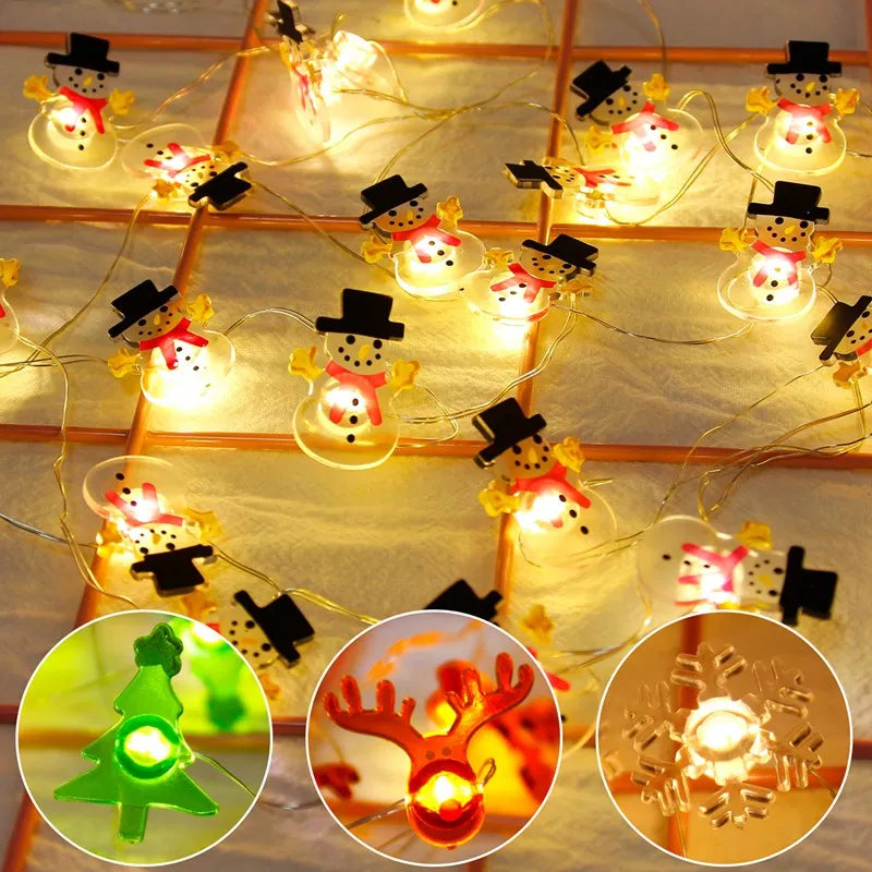 Christmas Santa Claus String Light Garland Xmas Tree Pendant Merry Christmas Decor for Home Noel Navidad Gift 2024 New Year 2025