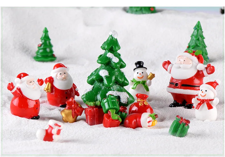 New Christmas Gift Figurines Miniature Santa Claus Snowman Micro Landscape Ornaments For Home Decorations Kawaii Desk Decor Room