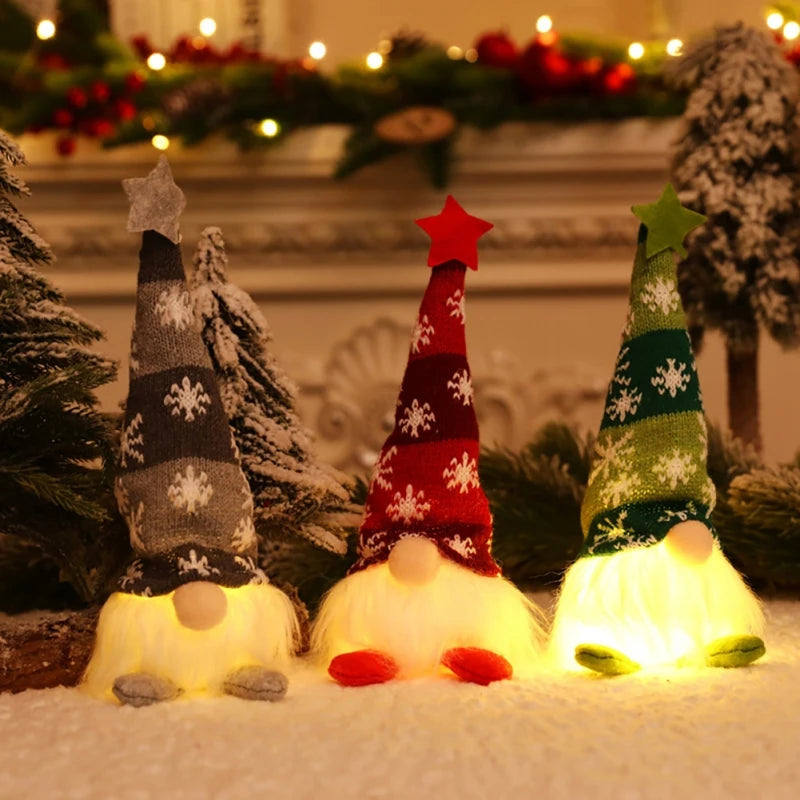 LED Glowing Gnome Christmas Faceless Doll Merry Christmas Home Decoration Navidad Natal Gifts New Year 2024 Christmas Gift