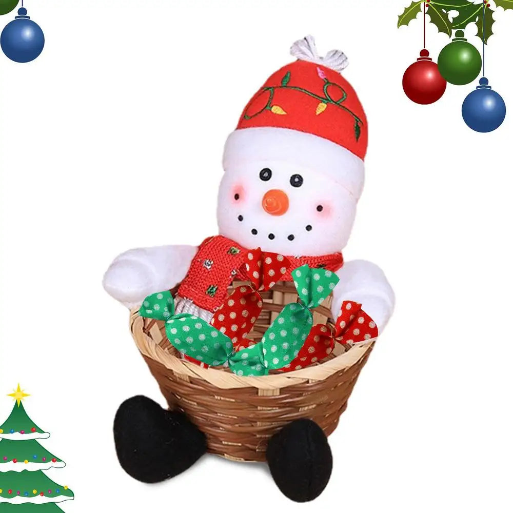 Christmas Candy Bowl Basket Christmas Table Decor Candy Holder Christmas Candy Storage Basket with Gingerbread Man Penguin Deer