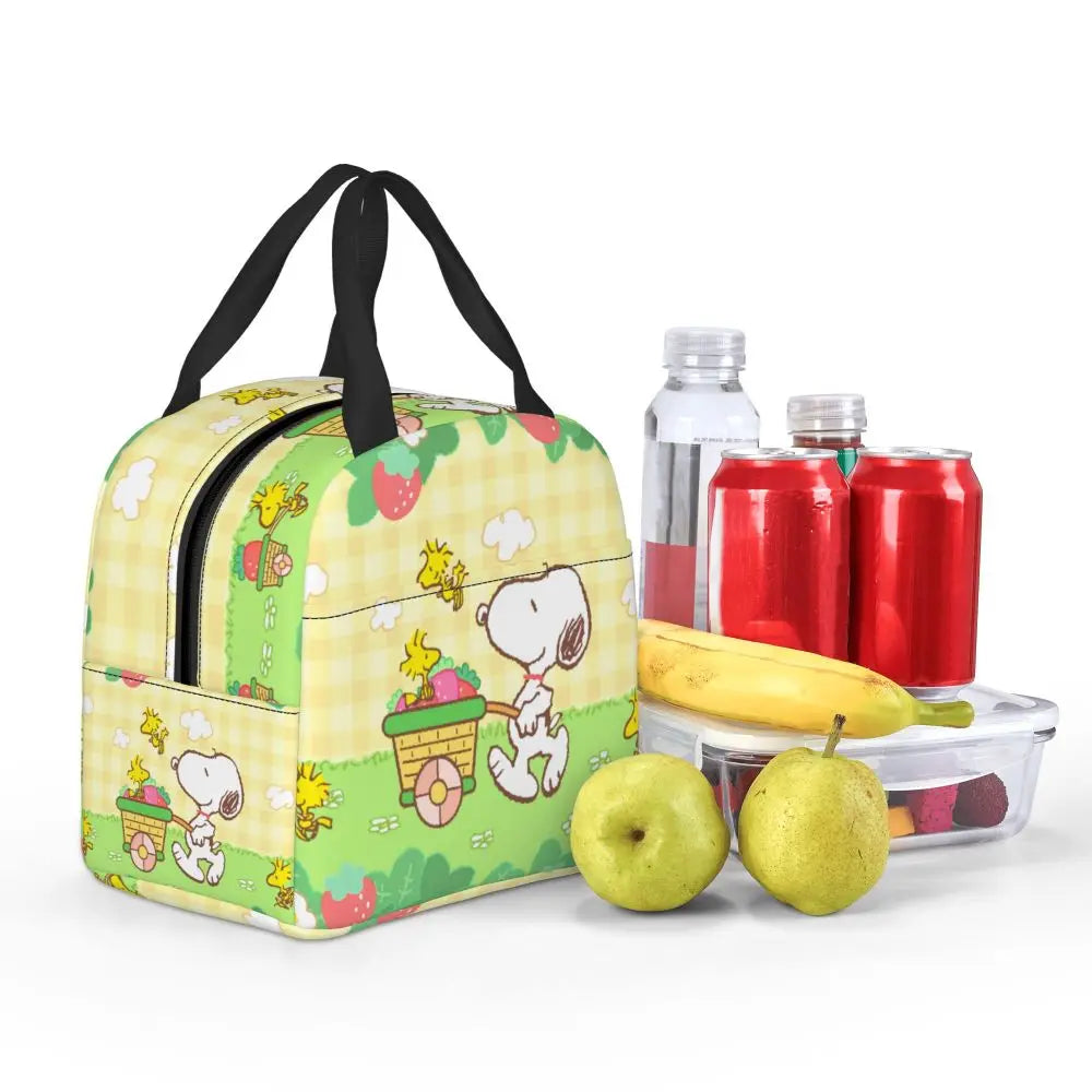 Custom Funny Cartoon Snoopy Lunch Box Waterproof Thermal Cooler Food Insulated Lunch Bag Kids For Kids Portable Picnic Tote Bags