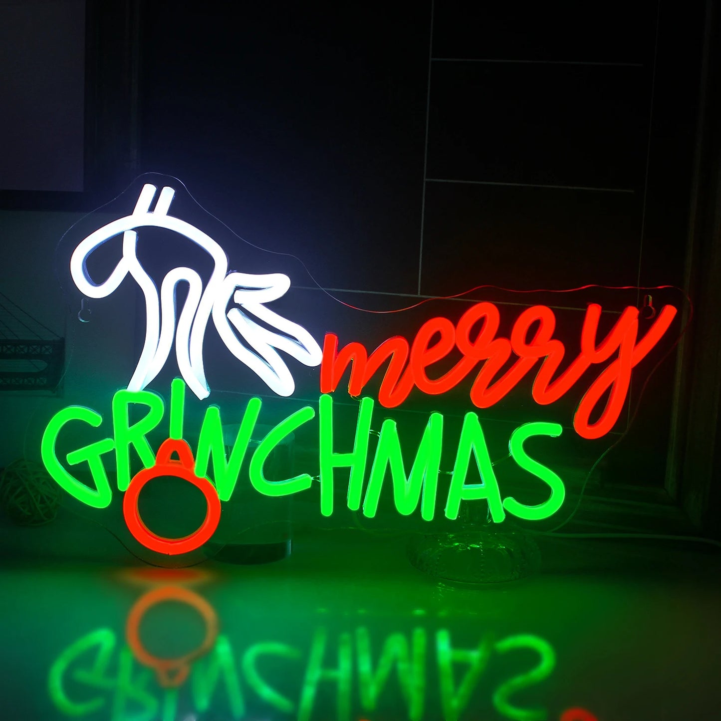 Merry Christmas Neon Sign Red Green LED Lights With Small Decor Dimmable Room Decoration For Festival Home Party Wall Lamp Signs