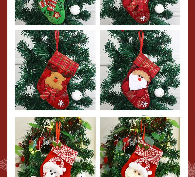 2pcs 2023 New Christmas Decoration Socks Cartoon Santa Claus Fawn Snowmen Socks Christmas Tree Hanging Ornaments Home Decoration