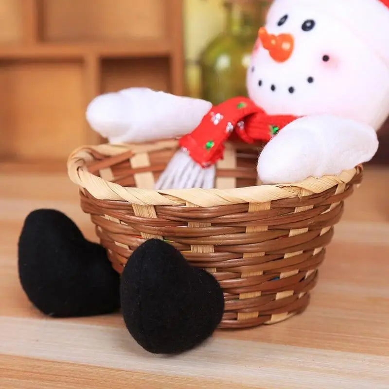 Christmas Candy Bowl Basket Christmas Table Decor Candy Holder Christmas Candy Storage Basket with Gingerbread Man Penguin Deer