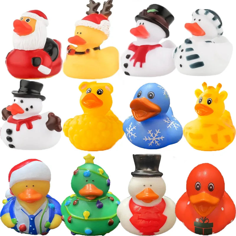 6-24pcs Christmas Rubber Ducks 2.5 Inch Assorted Rubber Ducks with Various Christmas Characters Novelty Rubber Duck Toys