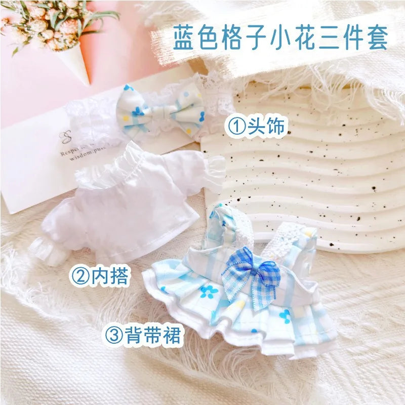 17cm Labubu Clothes Cute Mini Plush Doll's Outfit Accessories Suit Overalls Dress Hairpin for Labubu Dolls Fans Children Gift