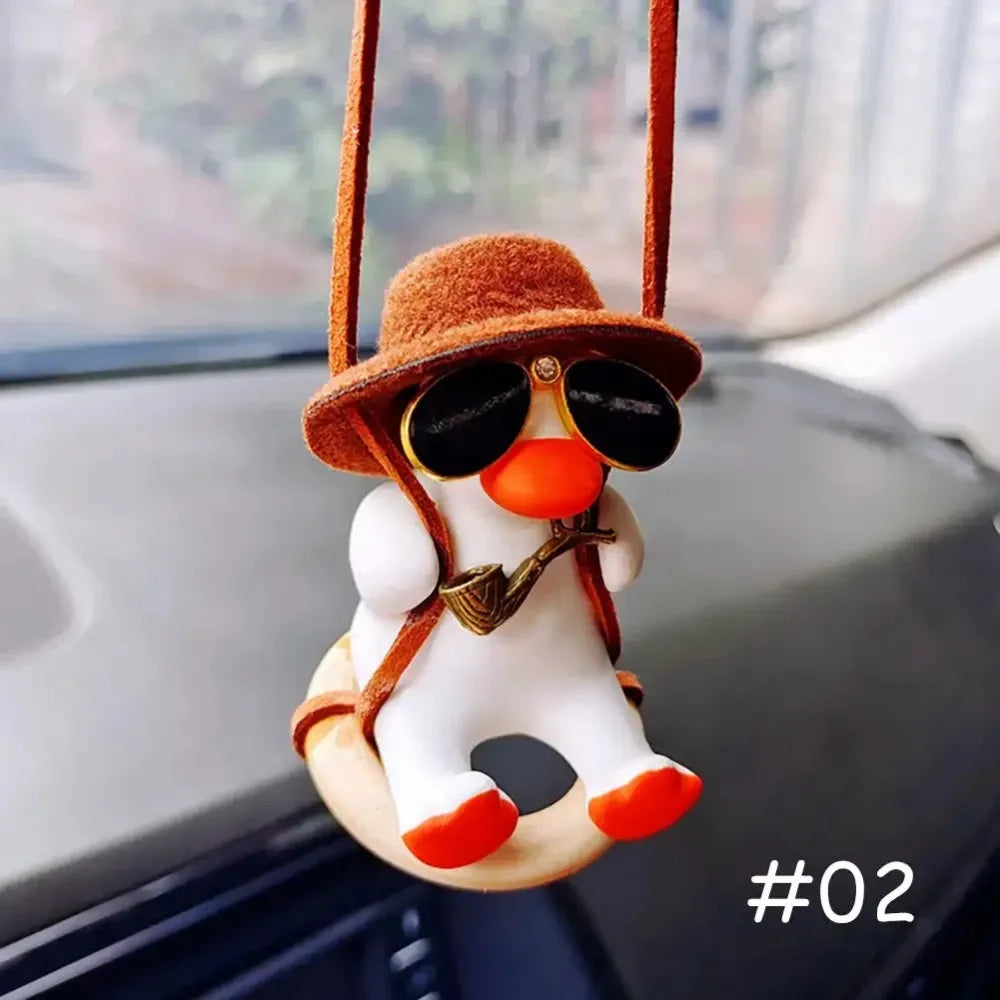 Car Pendant Cute Anime Little Duck Swing Auto Rearview Mirror Hanging Ornaments Interior Decoraction Accessories for Girls Gifts