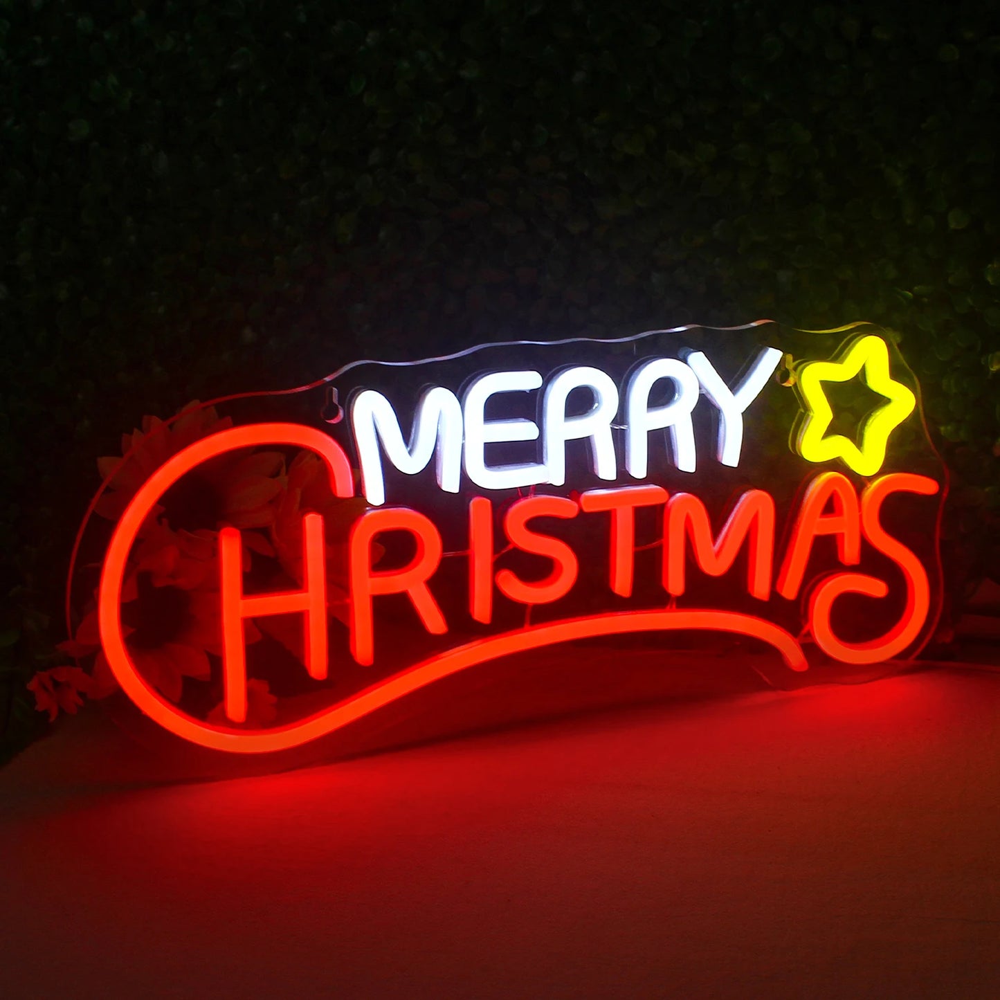 Merry Christmas Neon Sign Red Green LED Lights With Small Decor Dimmable Room Decoration For Festival Home Party Wall Lamp Signs