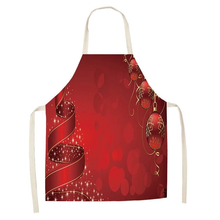 Linen Merry Christmas Apron  Ornament Home Kitchen Accessories Natal Navidad 2023 New Year  Gift