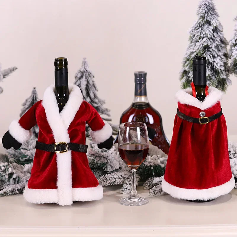 Christmas Wine Bottle Cover Merry Christmas Decorations For Home 2024 Christmas Ornament Xmas Navidad Natal Gifts New Year 2025