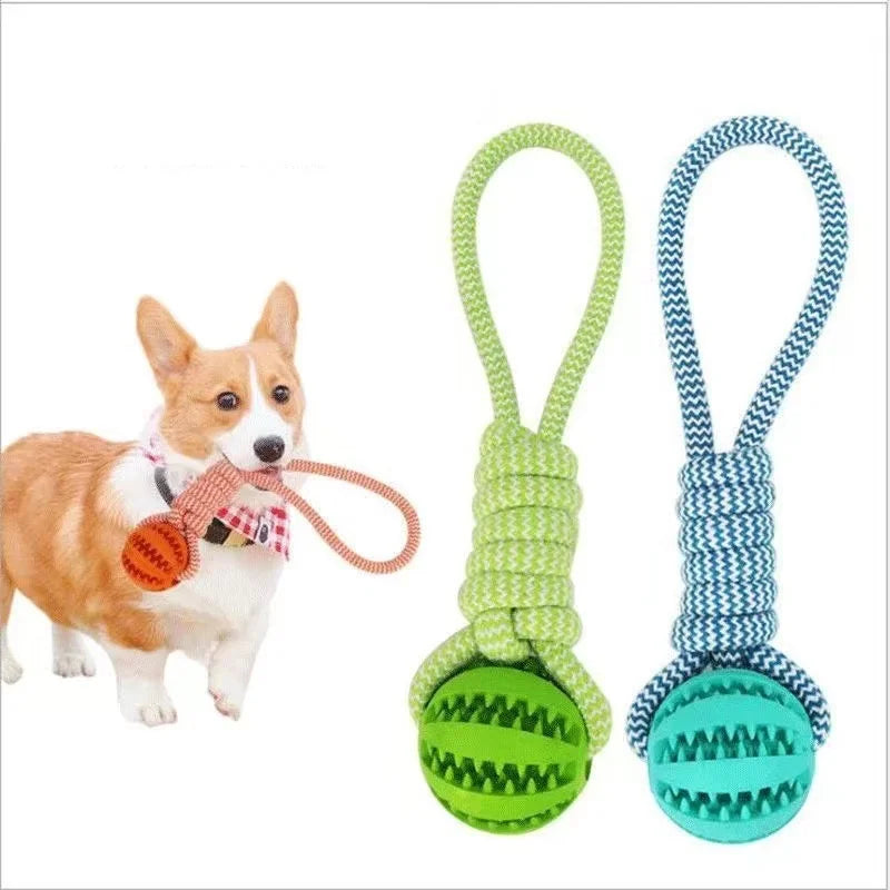 Pet Treat Balls with Rope Interactive Dog Rubber Leaking Balls Toy for Small Large Dogs Chewing Bite Resistant Toys Pet Supplies