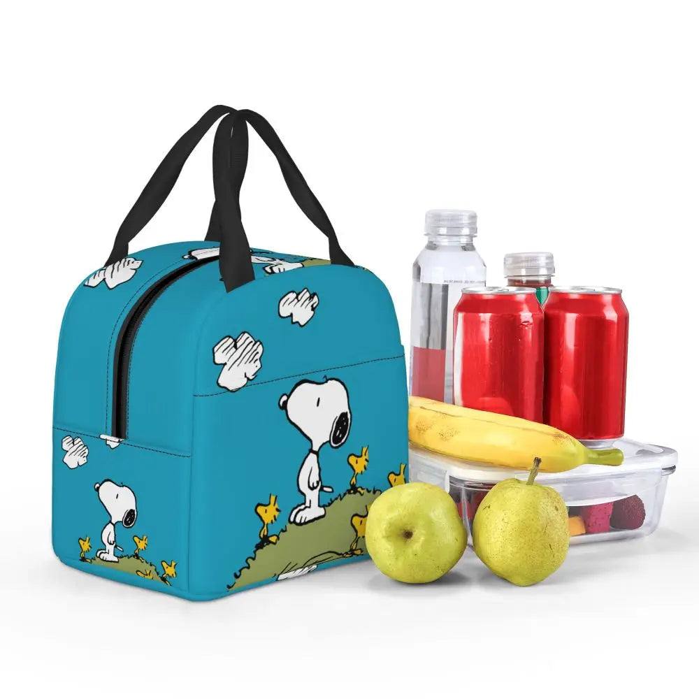 Custom Funny Cartoon Snoopy Lunch Box Waterproof Thermal Cooler Food Insulated Lunch Bag Kids For Kids Portable Picnic Tote Bags