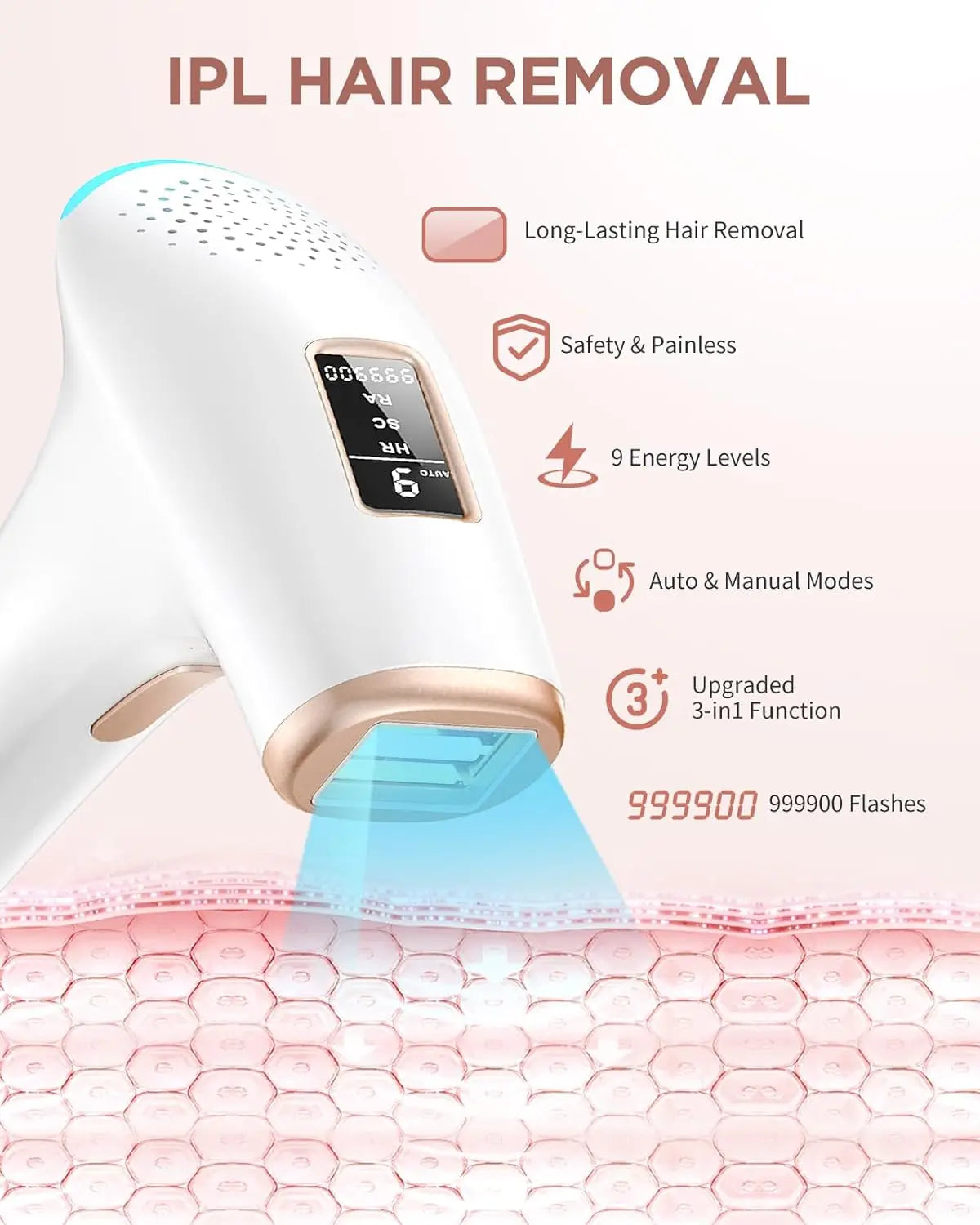 999900 Flashes IPL Hair Removal LCD Display Facial Body Arms Bikinis Photoepilator Home Use For Women Men Hair Removal Machine