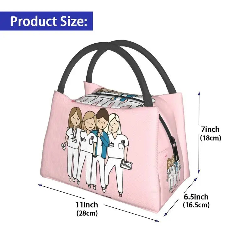 Enfermera En Apuros Doctor Nurse Medical Health Insulated Lunch Bag for School Office Leakproof Cooler Thermal Lunch Box Women