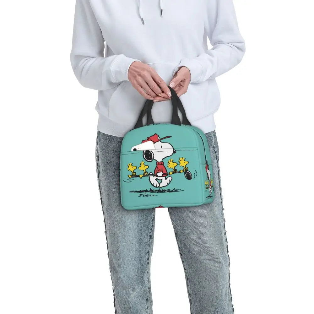 Custom Funny Cartoon Snoopy Lunch Box Waterproof Thermal Cooler Food Insulated Lunch Bag Kids For Kids Portable Picnic Tote Bags