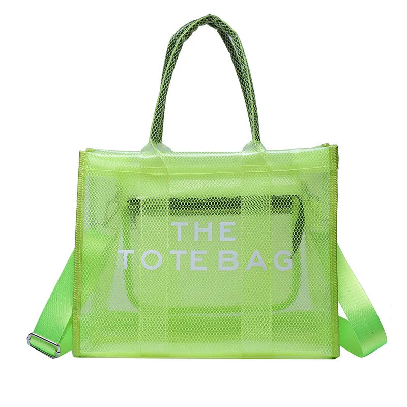 Women Large Tote Handbag Clear PVC Beach Bag Transparent Bag Luxury Designer Shoulder Crossbody Summer Beach Jelly Bags bolso mu