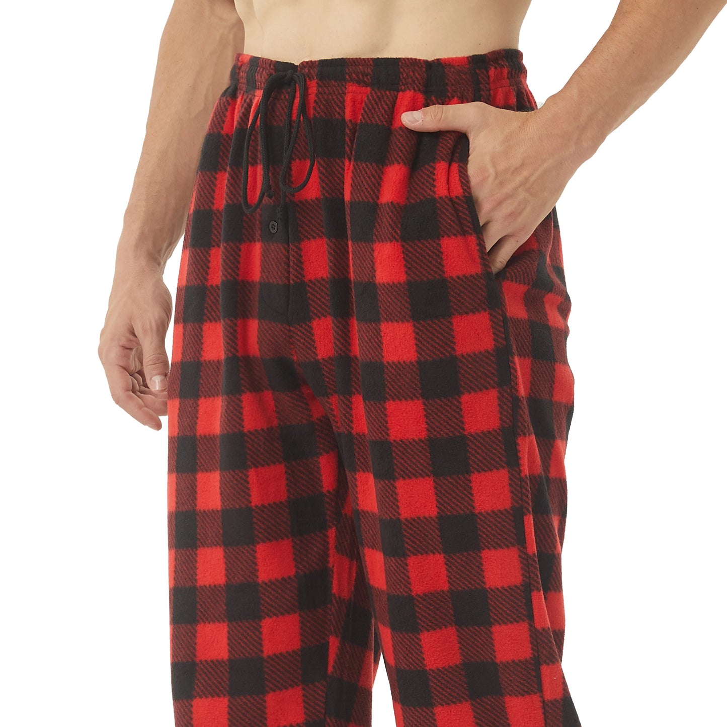 Mens Pajamas Pants with Pockets Fleece Pjs Soft Warm Plaid Pajamas Bottoms Lounge Sleep Pants Loungewear Sleepwear