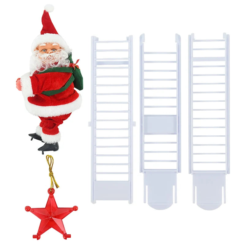 2024 Santa Claus Doll Climbing Ladder with Music Christmas Tree Ornaments Decorations For Home 2025 Navidad New Year Kids Gift