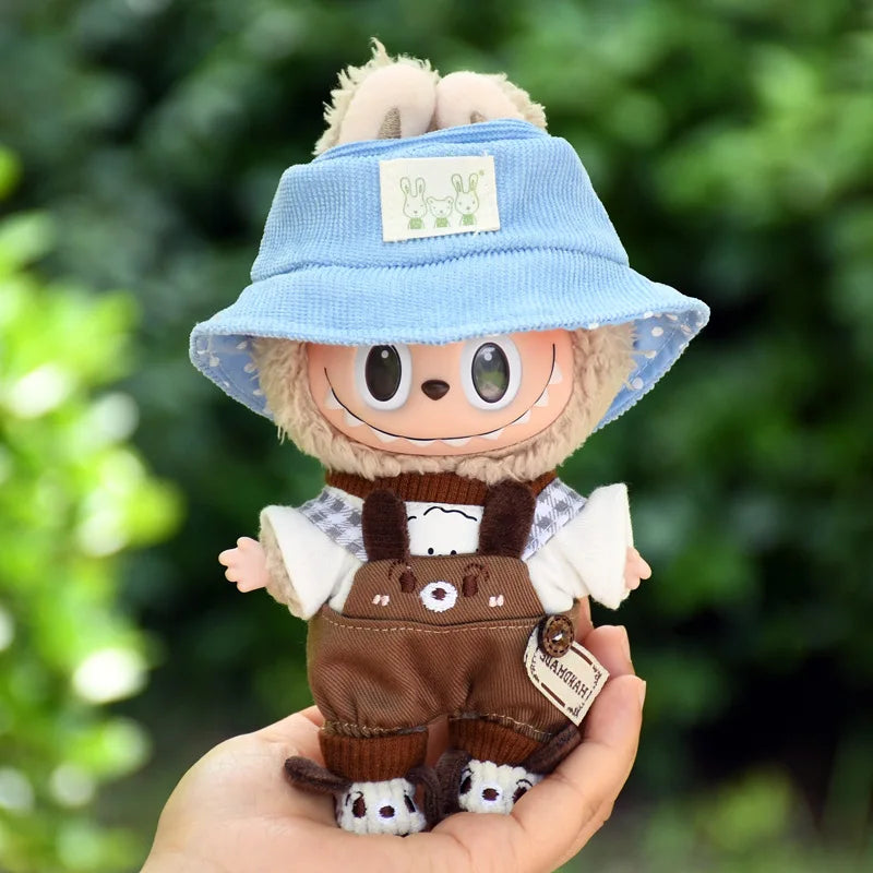 17cm Cute Mini Plush Doll'S Clothes Outfit Accessories For Korea Kpop Exo Labubu Idol Dolls Overalls Hat Clothing DIY Kids Gift