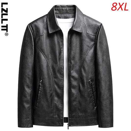 Spring Autumn Men Casual Motorcycle Biker Jacket Coats Mens Vintage Outwear Leather Jacket Man Fashion Jacket Male Plus Size 8XL