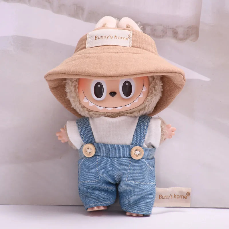 17cm Cute Mini Plush Doll'S Clothes Outfit Accessories For Korea Kpop Exo Labubu Idol Dolls Overalls Hat Clothing DIY Kids Gift