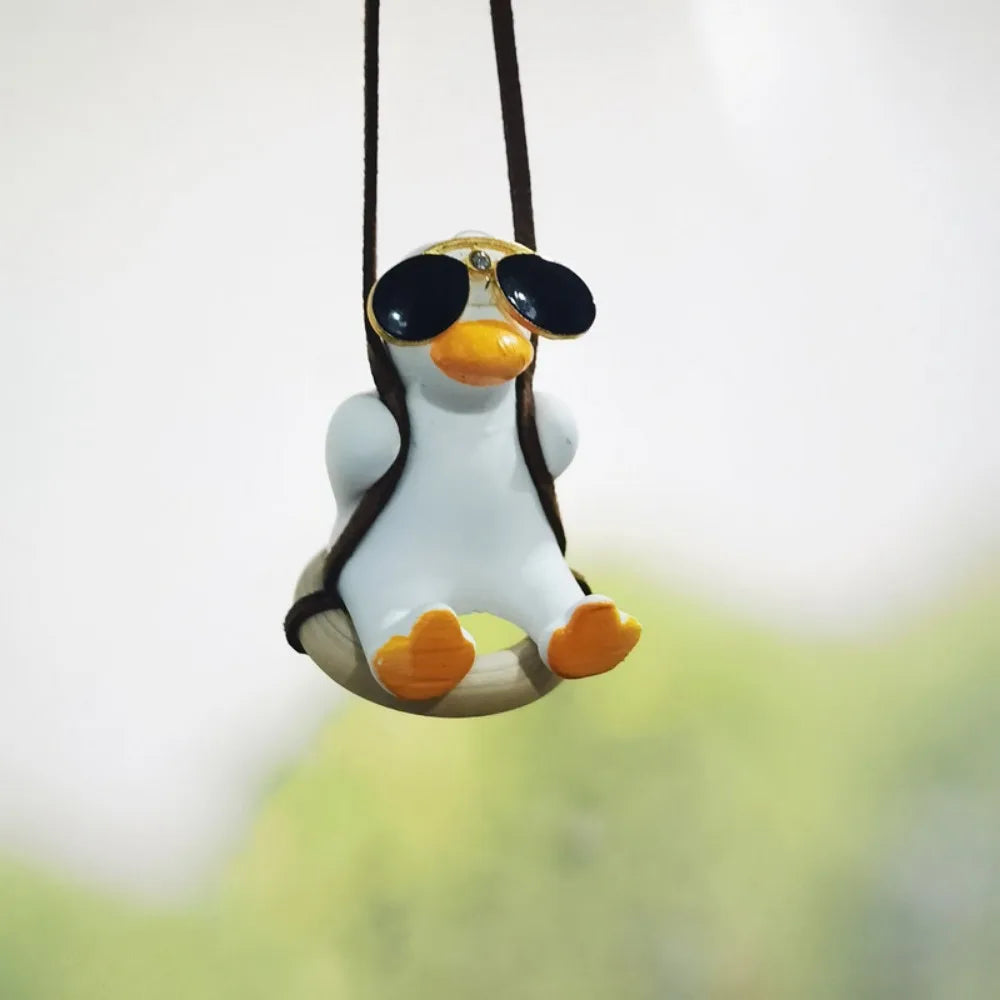 Car Pendant Cute Anime Little Duck Swing Auto Rearview Mirror Hanging Ornaments Interior Decoraction Accessories for Girls Gifts