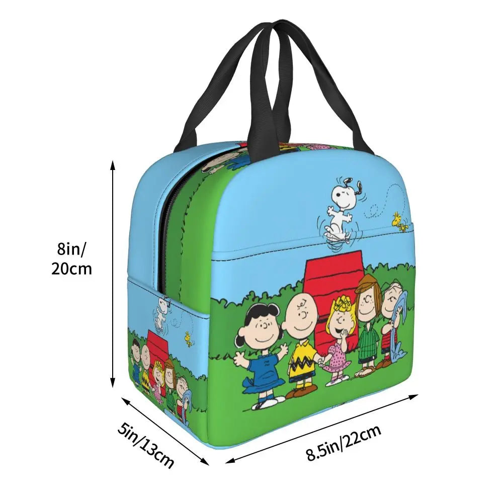 Custom Funny Cartoon Snoopy Lunch Box Waterproof Thermal Cooler Food Insulated Lunch Bag Kids For Kids Portable Picnic Tote Bags