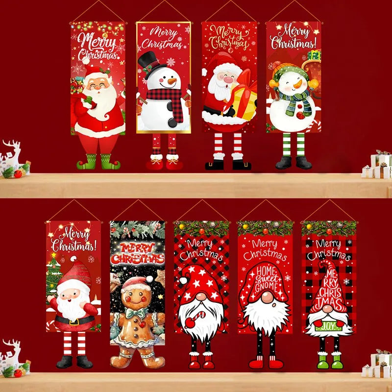 Christmas Hanging Flag Decoration Merry Cristmas Decor for Home 2024 Hanging Flag Xmas Ornament Navidad Natal New Year Gift 2025