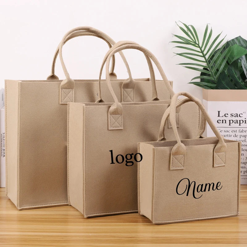 Custom Tote Handbag with Name Felt Totter Personalized Felt Bags Business Logo Gift Bridesmaid Bachelorette 25x25cm Party Gift