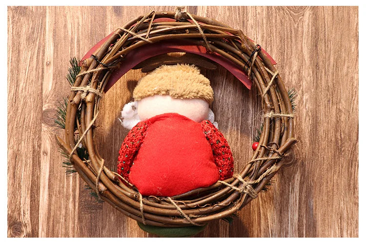 Elk Snowman Rattan Circle Christmas Flower Wreath Shopping Mall Window Christmas Tree Christmas Decorations Children's Doll