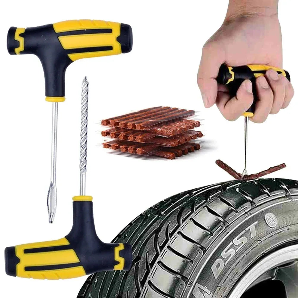 23pcs/42pcs Car Tire Repair Kit, Puncture Plug Tools Tyre Puncture Emergency For Tire Strips Stirring Glue Repair Tool Kit