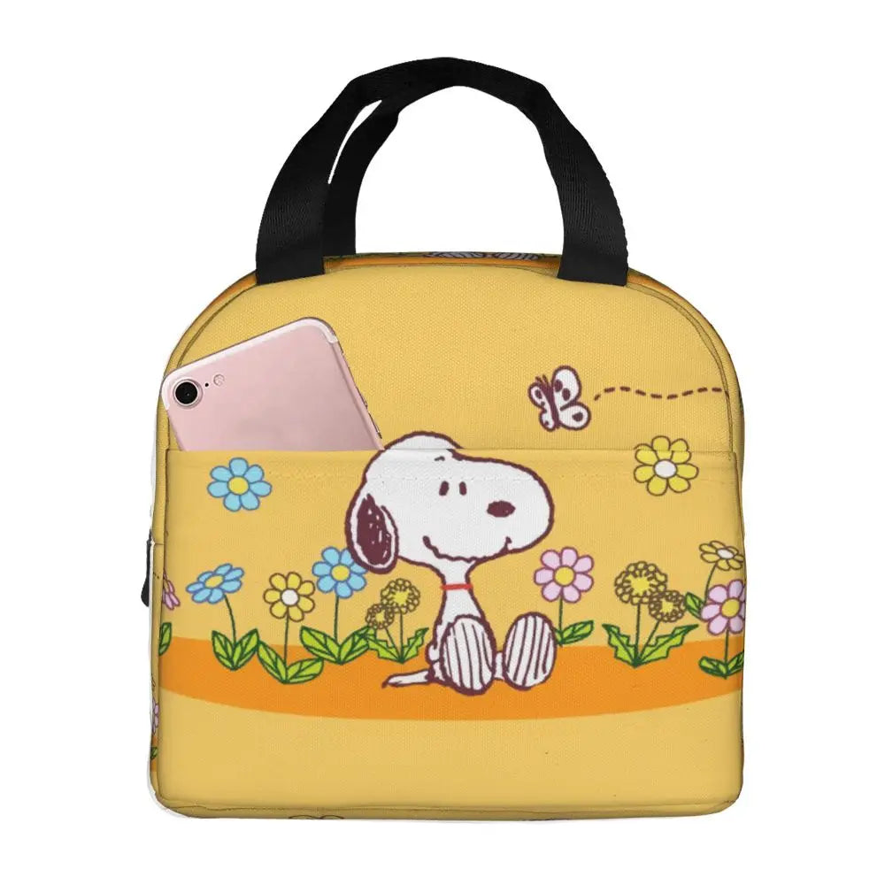 Custom Funny Cartoon Snoopy Lunch Box Waterproof Thermal Cooler Food Insulated Lunch Bag Kids For Kids Portable Picnic Tote Bags