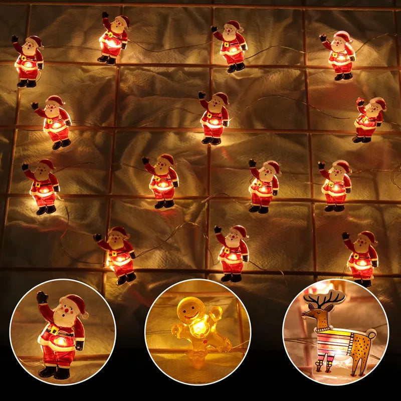 Christmas Santa Claus String Light Garland Xmas Tree Pendant Merry Christmas Decor for Home Noel Navidad Gift 2024 New Year 2025