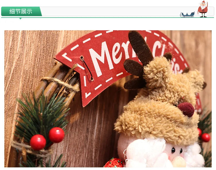 Elk Snowman Rattan Circle Christmas Flower Wreath Shopping Mall Window Christmas Tree Christmas Decorations Children's Doll